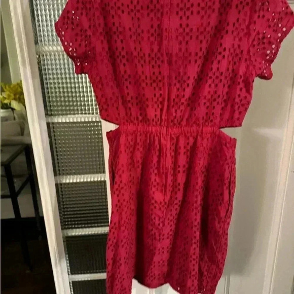 Madewell red eyelet dress with cut out sides. Zip up back size lined small - Picture 5 of 8